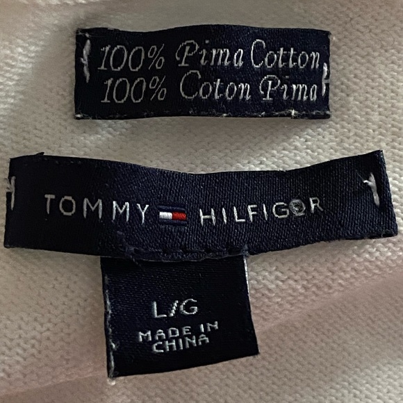 NEW Tommy Hilfiger White Floral Print Cardigan Sweater Size LARGE Pima Cotton - Picture 8 of 10